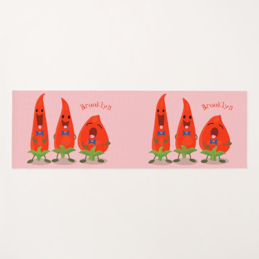 Niedliche Singen Chili Paprikaschoten Cartoon Illu Yogamatte (Vorderseite (Horizontal))