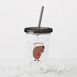 Niedliche singende Capybara ukulele Cartoon Illust Acryltrinkbecher
