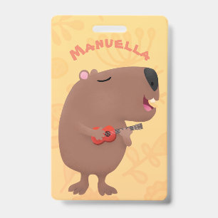Niedliche singende Capybara ukulele Cartoon Illust Ausweis