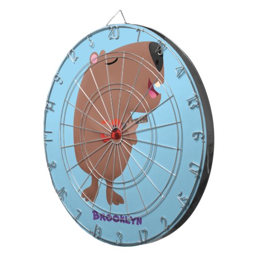 Niedliche singende Capybara ukulele Cartoon Illust Dartscheibe (Vorderseite rechts)