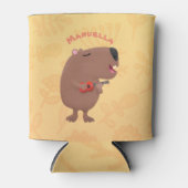 Niedliche singende Capybara ukulele Cartoon Illust Dosenkühler (Vorderseite)