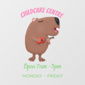 Niedliche singende Capybara ukulele Cartoon Illust Fensteraufkleber (Blatt)