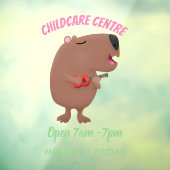 Niedliche singende Capybara ukulele Cartoon Illust Fensteraufkleber (Blatt 3)