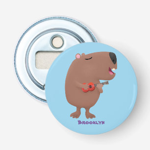 Niedliche singende Capybara ukulele Cartoon Illust Flaschenöffner