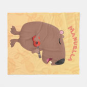 Niedliche singende Capybara ukulele Cartoon Illust Fleecedecke (Vorderseite (Horizontal))