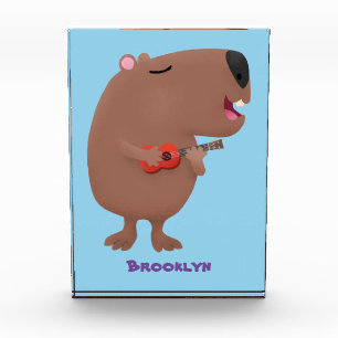 Niedliche singende Capybara ukulele Cartoon Illust Fotoblock