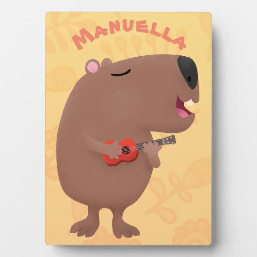 Niedliche singende Capybara ukulele Cartoon Illust Fotoplatte (Vorderseite)
