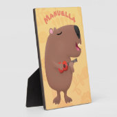 Niedliche singende Capybara ukulele Cartoon Illust Fotoplatte (Seite)