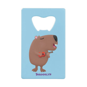 Niedliche singende Capybara ukulele Cartoon Illust Geldbeutel Flaschenöffner