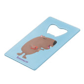 Niedliche singende Capybara ukulele Cartoon Illust Geldbeutel Flaschenöffner (Rückseite Schrägansicht)