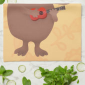 Niedliche singende Capybara ukulele Cartoon Illust Geschirrtuch (Gefaltet)
