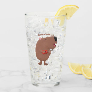 Niedliche singende Capybara ukulele Cartoon Illust Glas