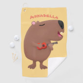 Niedliche singende Capybara ukulele Cartoon Illust Golfhandtuch (Insitu)