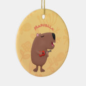 Niedliche singende Capybara ukulele Cartoon Illust Keramik Ornament (Rechts)