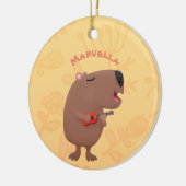 Niedliche singende Capybara ukulele Cartoon Illust Keramik Ornament (Links)