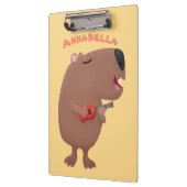 Niedliche singende Capybara ukulele Cartoon Illust Klemmbrett (Links)