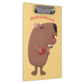 Niedliche singende Capybara ukulele Cartoon Illust Klemmbrett (Rechts)
