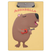 Niedliche singende Capybara ukulele Cartoon Illust Klemmbrett (Vorderseite)