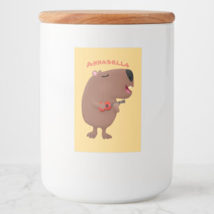 Niedliche singende Capybara ukulele Cartoon Illust Lebensmitteletikett