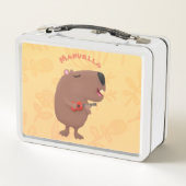 Niedliche singende Capybara ukulele Cartoon Illust Metall Brotdose (Rückseite)