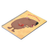 Niedliche singende Capybara ukulele Cartoon Illust Notizblock (Linke Seite)
