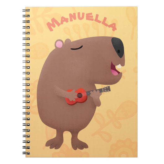 Niedliche singende Capybara ukulele Cartoon Illust Notizblock (Vorderseite)