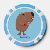 Niedliche singende Capybara ukulele Cartoon Illust Pokerchips (Rückseite)