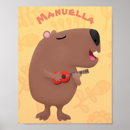 Niedliche singende Capybara ukulele Cartoon Illust Poster (Vorne)