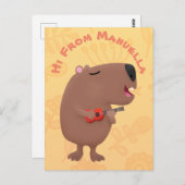 Niedliche singende Capybara ukulele Cartoon Illust Postkarte (Vorne/Hinten)
