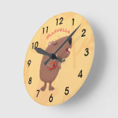 Niedliche singende Capybara ukulele Cartoon Illust Runde Wanduhr (Winkel)
