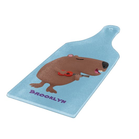 Niedliche singende Capybara ukulele Cartoon Illust Schneidebrett (Ecke)