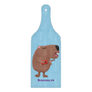 Niedliche singende Capybara ukulele Cartoon Illust Schneidebrett
