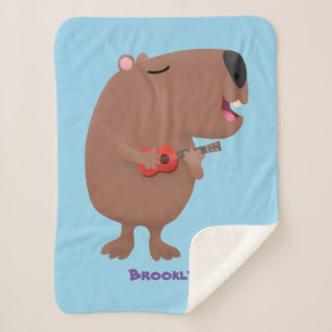 Niedliche singende Capybara ukulele Cartoon Illust Sherpadecke