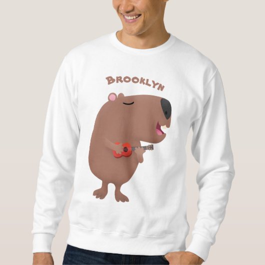 Niedliche singende Capybara ukulele Cartoon Illust Sweatshirt (Vorderseite)