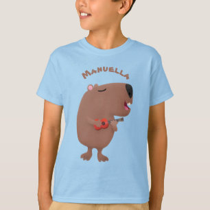 Niedliche singende Capybara ukulele Cartoon Illust T-Shirt