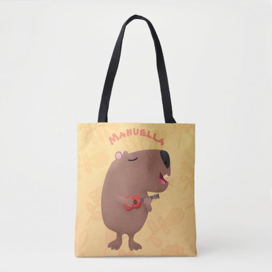 Niedliche singende Capybara ukulele Cartoon Illust Tasche (Vorderseite)