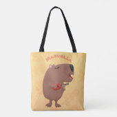 Niedliche singende Capybara ukulele Cartoon Illust Tasche (Rückseite)