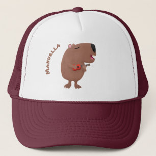 Niedliche singende Capybara ukulele Cartoon Illust Truckerkappe