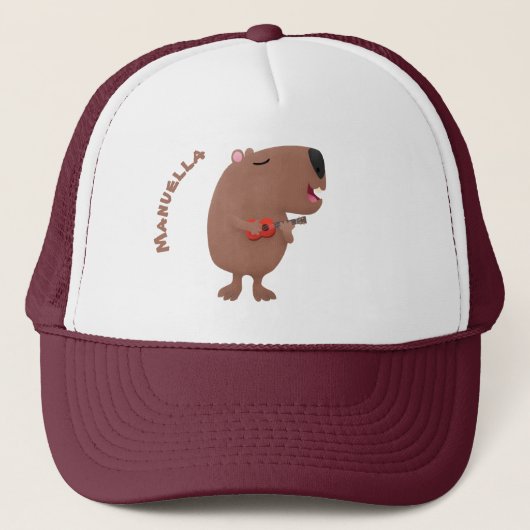 Niedliche singende Capybara ukulele Cartoon Illust Truckerkappe (Vorderseite)