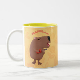 Niedliche singende Capybara ukulele Cartoon Illust Zweifarbige Tasse