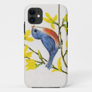 Niedliche Singing Blue Bird Tree Branch iPhone 11 Hülle