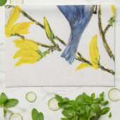 Niedliche Singing Blue Bird Tree Branch Geschirrtuch (Gefaltet)