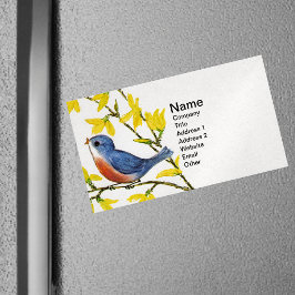 Niedliche Singing Blue Bird Tree Branch Magnetische Visitenkarte