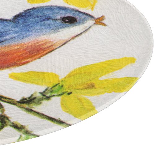 Niedliche Singing Blue Bird Tree Branch Schneidebrett (Ecke)