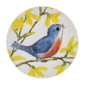 Niedliche Singing Blue Bird Tree Branch Schneidebrett (Vorderseite)