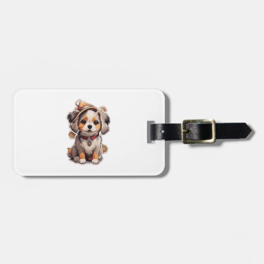 Niedliche Single-Hund-Aufkleber Gepäckanhänger (Vorderseite horizontal)