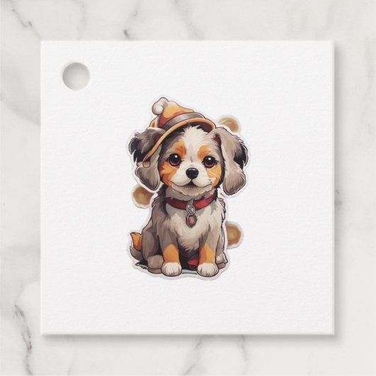 Niedliche Single-Hund-Aufkleber Geschenkanhänger (Vorderseite)