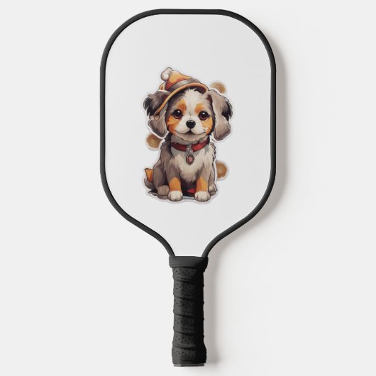 Niedliche Single-Hund-Aufkleber Pickleball Schläger (Vorderseite)