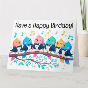 Niedliche Singvögel singen ein sehr fröhliches Vög Karte