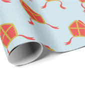 Niedliche Sinterklaas-Mijters auf hellblau Geschenkpapier (Rolleneckpunkt)